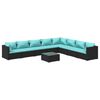 vidaXL 9-delige Loungeset met kussens poly rattan zwart