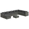 vidaXL 9-delige Loungeset met kussens poly rattan grijs