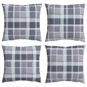 vidaXL Buiten Kussen Geruit 4 pcs Grijs Ruit 40 x 40 cm Stof