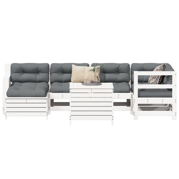 vidaXL 7-delige Loungeset massief grenenhout wit