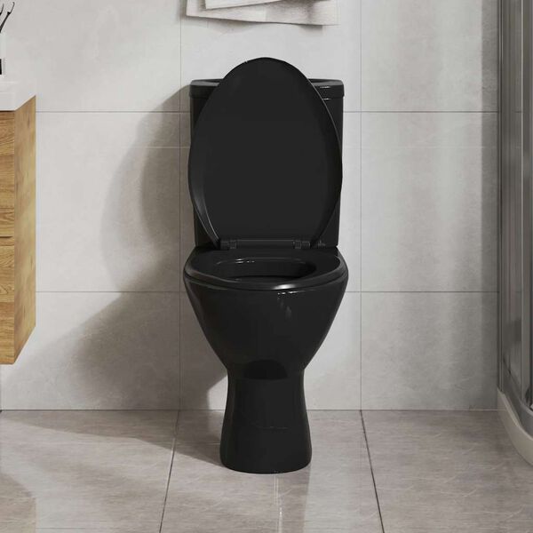 vidaXL Toiletbril soft-close met quick-release ontwerp zwart