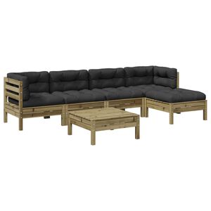 vidaXL 6-delige Loungeset met kussens ge&iuml;mpregneerd grenenhout