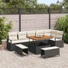 vidaXL Tuin Sofa Set met kussen 9 pcs Zwart Poly riet
