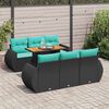 vidaXL 7-delige Loungeset met kussens poly rattan zwart