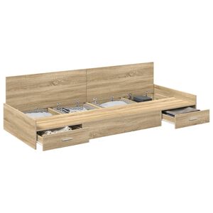 vidaXL Bedframe met lade Sonoma Eiken 100 x 200 cm Bewerkt hout