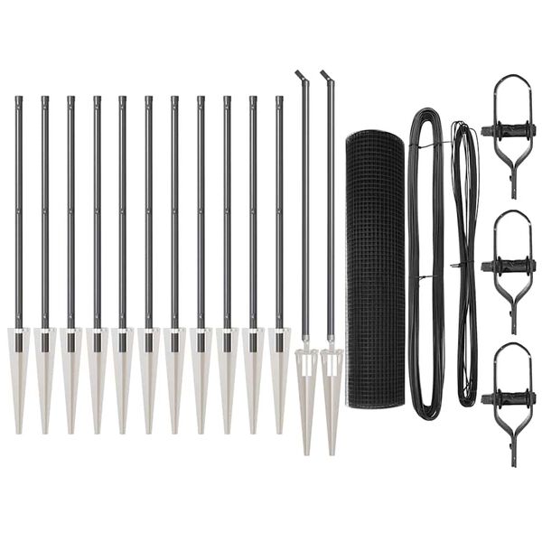 vidaXL Afrasteringspaal Grijs 25 x 0,4 m (25 x 25 mm gaas)