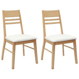 vidaXL Eettafelstoelen 2 st Massief Rubberhout Naturel 43 x 54 x 89 cm