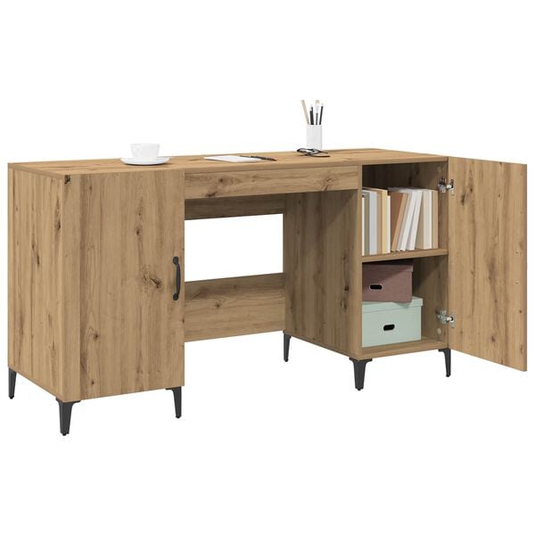 vidaXL Bureau Ambachtelijk eiken 140 x 50 x 75 cm Bewerkt hout