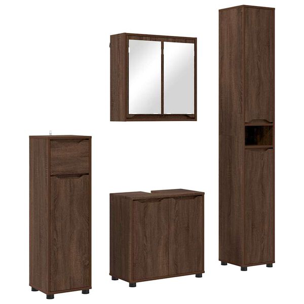 vidaXL Badkamermeubelset met lade 4 pcs Bruin Eiken Bewerkt hout