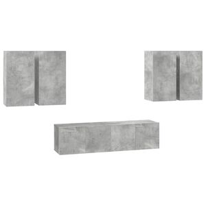 vidaXL 6-delige Tv-meubelset bewerkt hout betongrijs