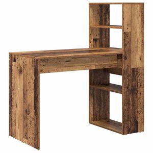 vidaXL Bureau met plank Oud Hout 113 x 54 x 120 cm Bewerkt hout