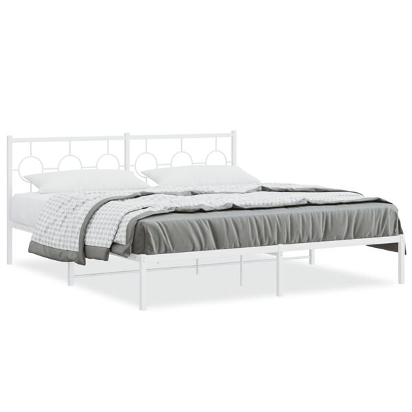 vidaXL Bedframe met hoofdbord metaal wit 180x200 cm