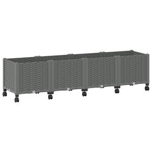 vidaXL Tuinschaal met wielen Lichtgrijs 160 x 40 x 48 cm PP