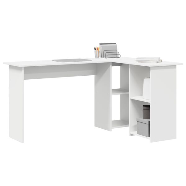 vidaXL Bureau met plank met opslag Wit 142 x 102 x 73 cm Bewerkt hout