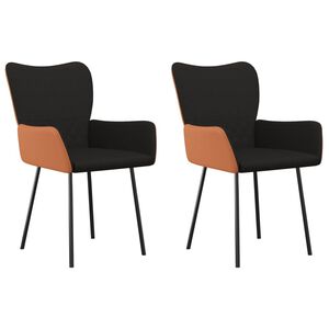 vidaXL Eetkamerstoelen 2 st stof en kunstleer zwart