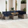 vidaXL 9-delige Loungeset met kussens poly rattan acacia grijs