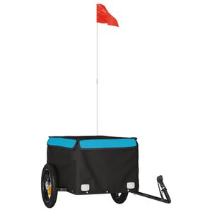 vidaXL Fietstrailer 30 kg ijzer zwart en blauw