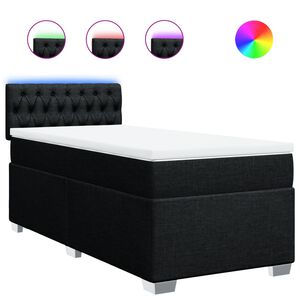 vidaXL Boxspring met matras stof zwart 80x200 cm