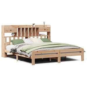 vidaXL Bed met boekenkast zonder matras grenenhout wasbruin 150x200 cm
