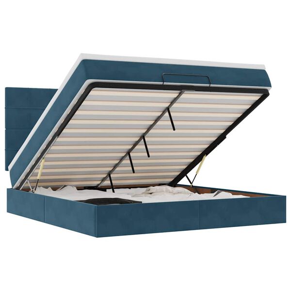 vidaXL Ottoman bed met matrassen 180x200cm fluweel donkerblauw