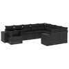 vidaXL 10-delige Loungeset met kussens poly rattan zwart