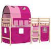 vidaXL Kinderhoogslaper met tunnel 90x190 cm massief grenenhout roze