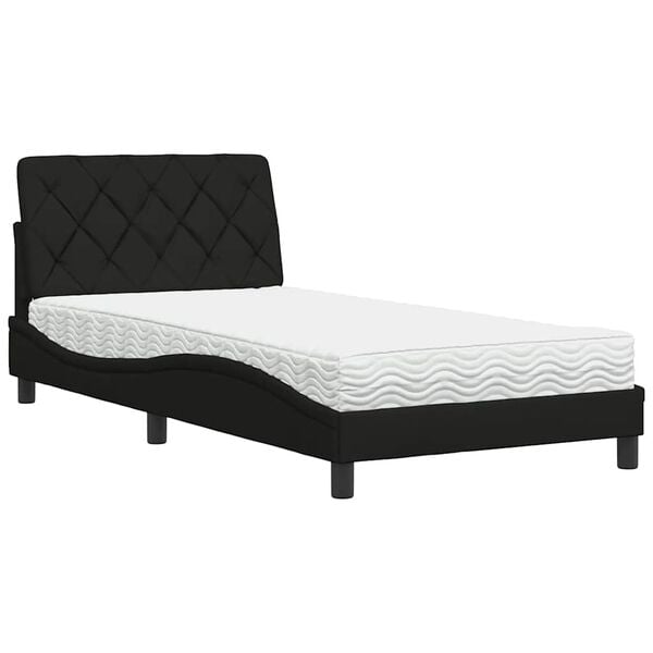 vidaXL Bed met matras stof zwart 100x200 cm