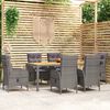 vidaXL 7-delige Tuinset poly rattan grijs