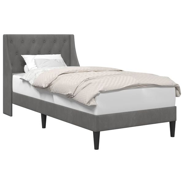 vidaXL Bedframe met hoofdeinde Donkergrijs 90 x 190 cm Fluweel