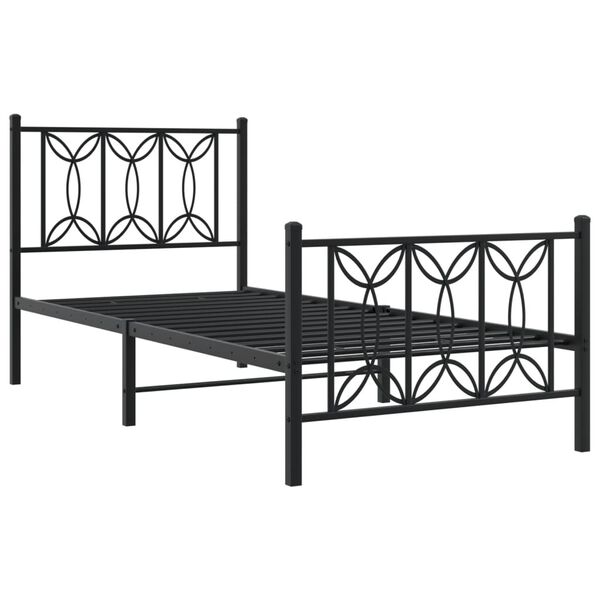 vidaXL Bedframe met hoofd- en voeteneinde metaal zwart 90x200 cm