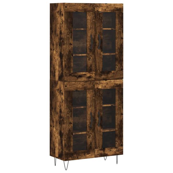 vidaXL Hoge kast 69,5x34x180 cm bewerkt hout gerookt eikenkleurig