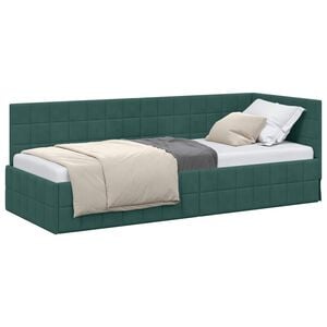 vidaXL Hoekbedframe Donkergroen 80 x 200 cm Fluweel