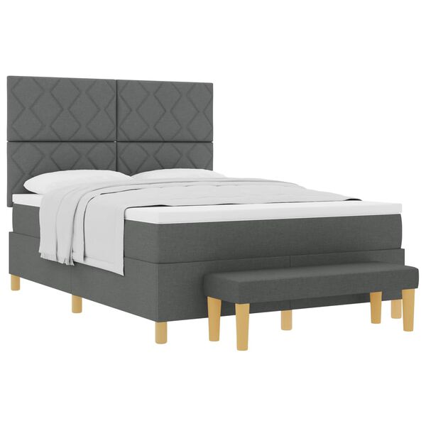vidaXL Boxspring bed met matras Donkergrijs 160 x 200 cm Stof