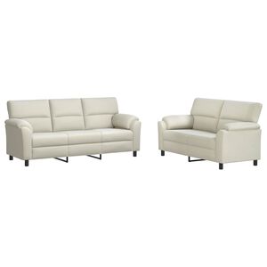 vidaXL Bankstel 2 pcs Cr&egrave;mekleurig fluweel