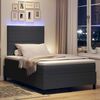 vidaXL LED Box Spring Bed Donkergrijs en Wit 120 x 190 cm Katoen Stof