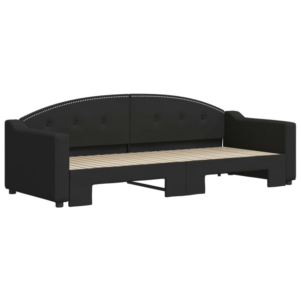 vidaXL Slaapbank met onderschuifbed 80x200 cm stof zwart