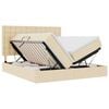 vidaXL LED Opslagbed met Matras Cr&egrave;me 200 x 200 cm Stof