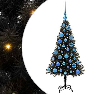vidaXL Kerstboom met 150 LED met standaard Zwart 120 cm PVC