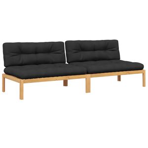 vidaXL Tuinmiddenbanken 2 st pallet met kussens massief acaciahout