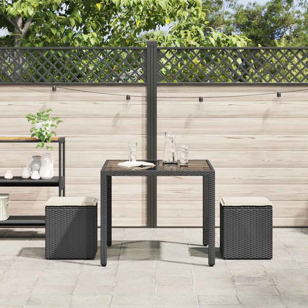 vidaXL Tuinkrukken met kussens 2 st 40x40x43 cm poly rattan zwart
