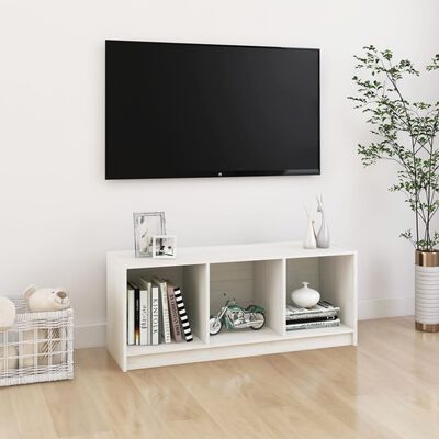 vidaXL Tv-meubel 104x33x41 cm massief grenenhout wit