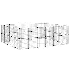vidaXL Huisdierenkooi met deur 44 panelen 210x175x70 cm staal zwart