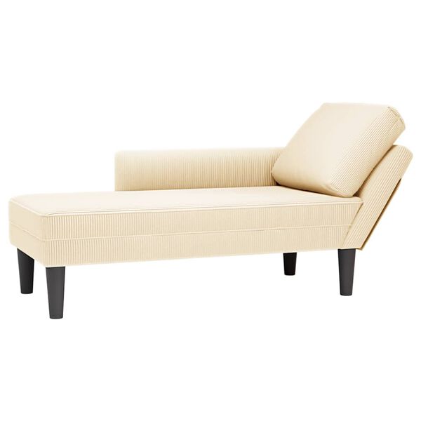 vidaXL Chaise longue met kussen corduroy stof cr&egrave;mekleurig
