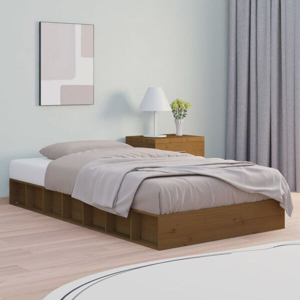vidaXL Bedframe massief hout honingbruin 75x190 cm