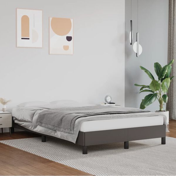 vidaXL Bedframe zonder matras 120x190 cm kunstleer grijs
