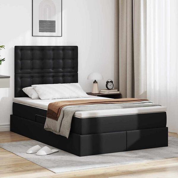 vidaXL Opslag bed met matras met opslag Zwart 120 x 190 cm Nep Leer