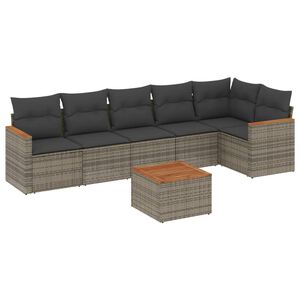 vidaXL 7-delige Loungeset met kussens poly rattan grijs