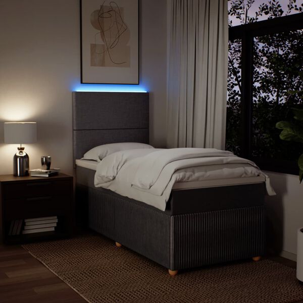 vidaXL Boxspring met matras stof taupe 90x200 cm