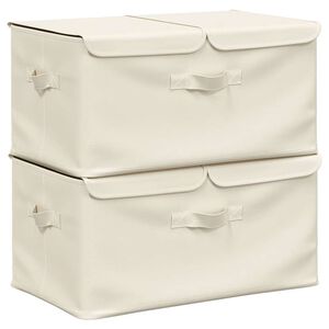 vidaXL Opbergboxen 2 st 50x30x25 cm stof cr&egrave;mekleurig