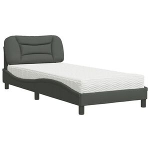 vidaXL Bed met matras "Hvar" stof donkergrijs 90x200 cm